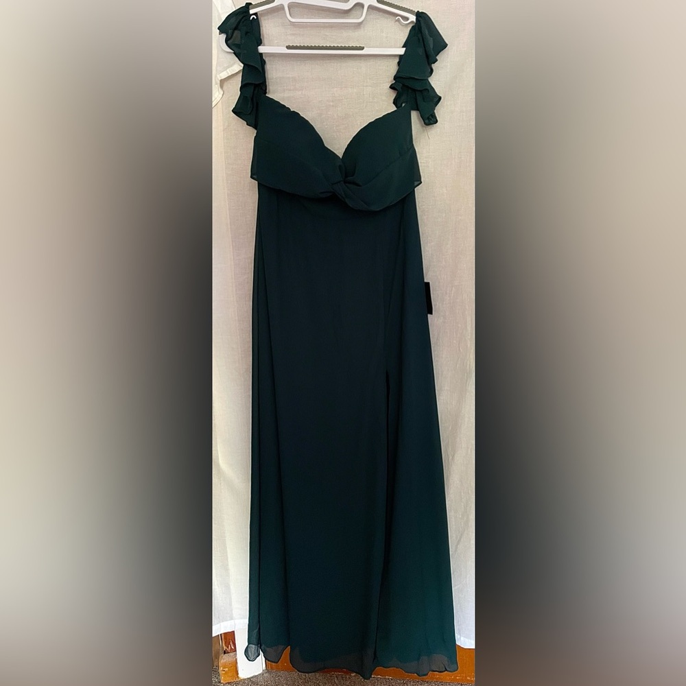 Lulus - Off the Shoulder Twist Front Chiffon Maxi Dress (L) NWT